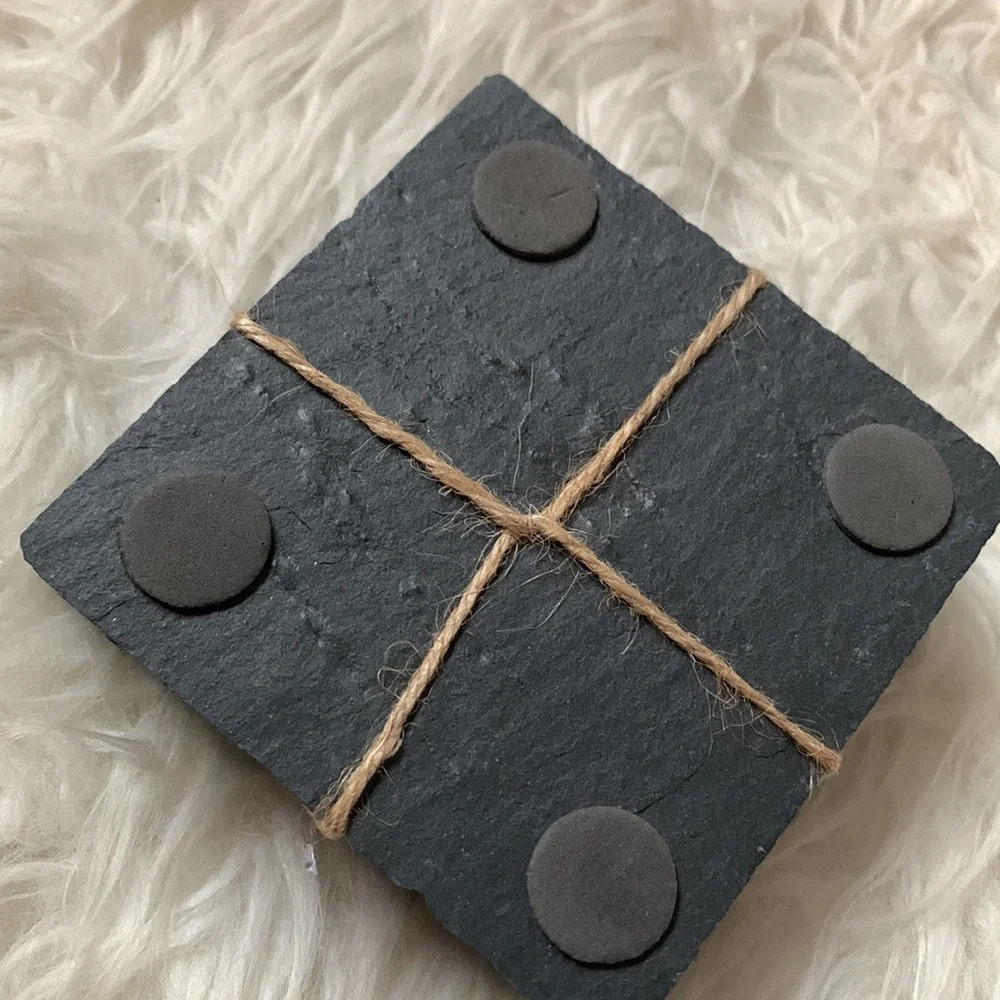Set of 6 stone drink coasters made of slate - NEW Never used! A great gift!